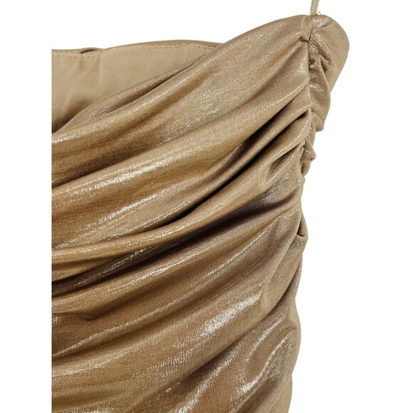 NWT Zara Gold Strapless Ruched Mini Dress • Y2K Baddie Party Club Glam Coquette - Picture 14 of 16